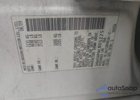 2010 Nissan Maxima 3.5 Sv from USA, damaged, VIN 1N4AA5AP4AC805225